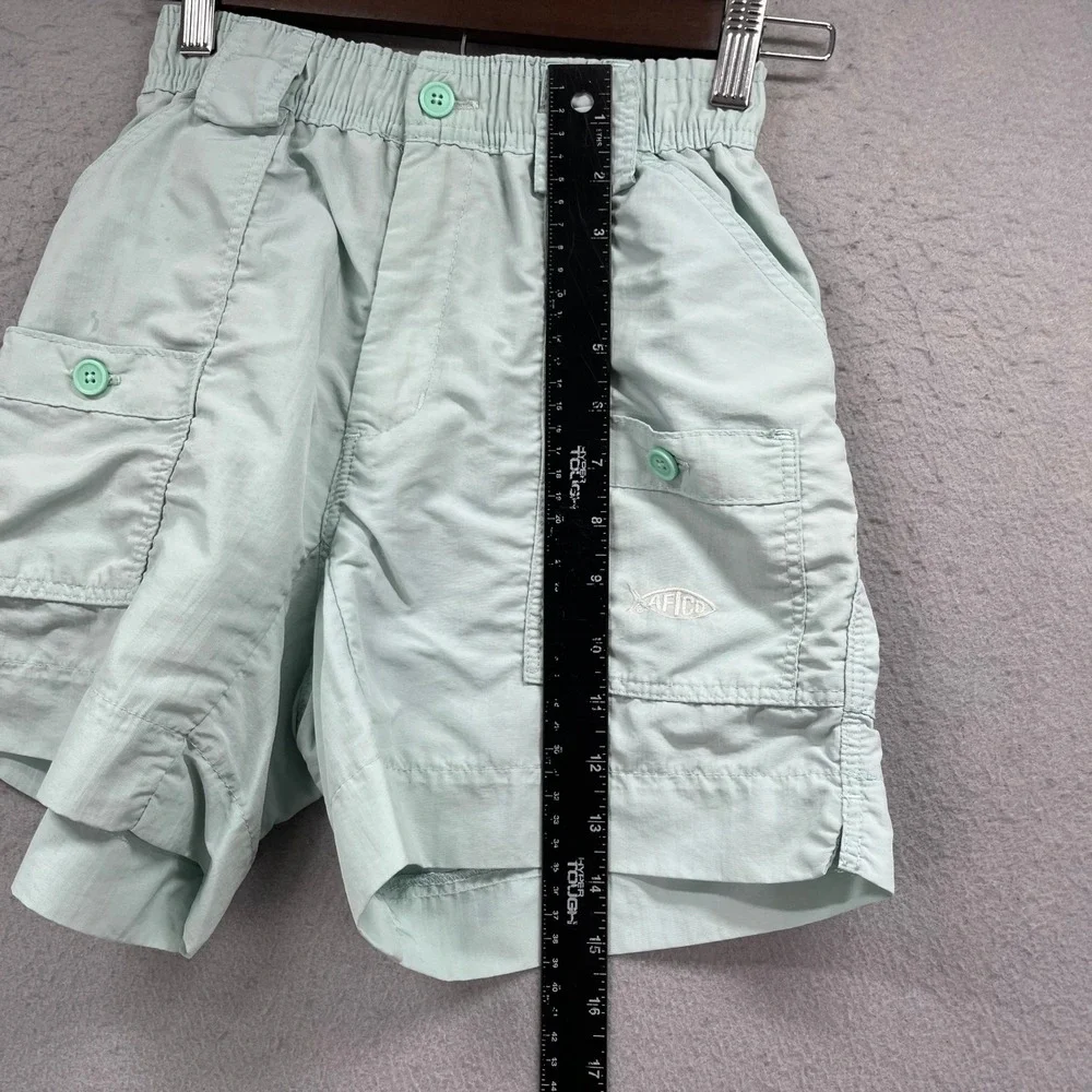 AFTCO M01 Fishing Shorts Boys 26 Mint Green Nylon Utility Cargo Gorpcore Angler